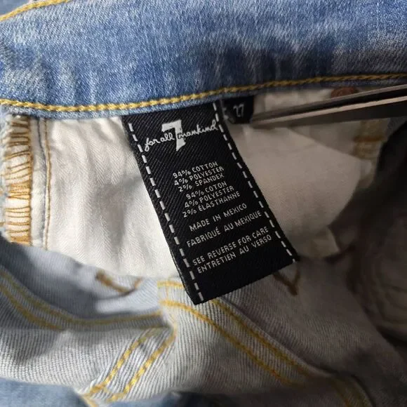 7 For All Mankind Cropped Ali with Frayed-Hem Straight Leg Jeans 27 Designer - Picture 5 of 5